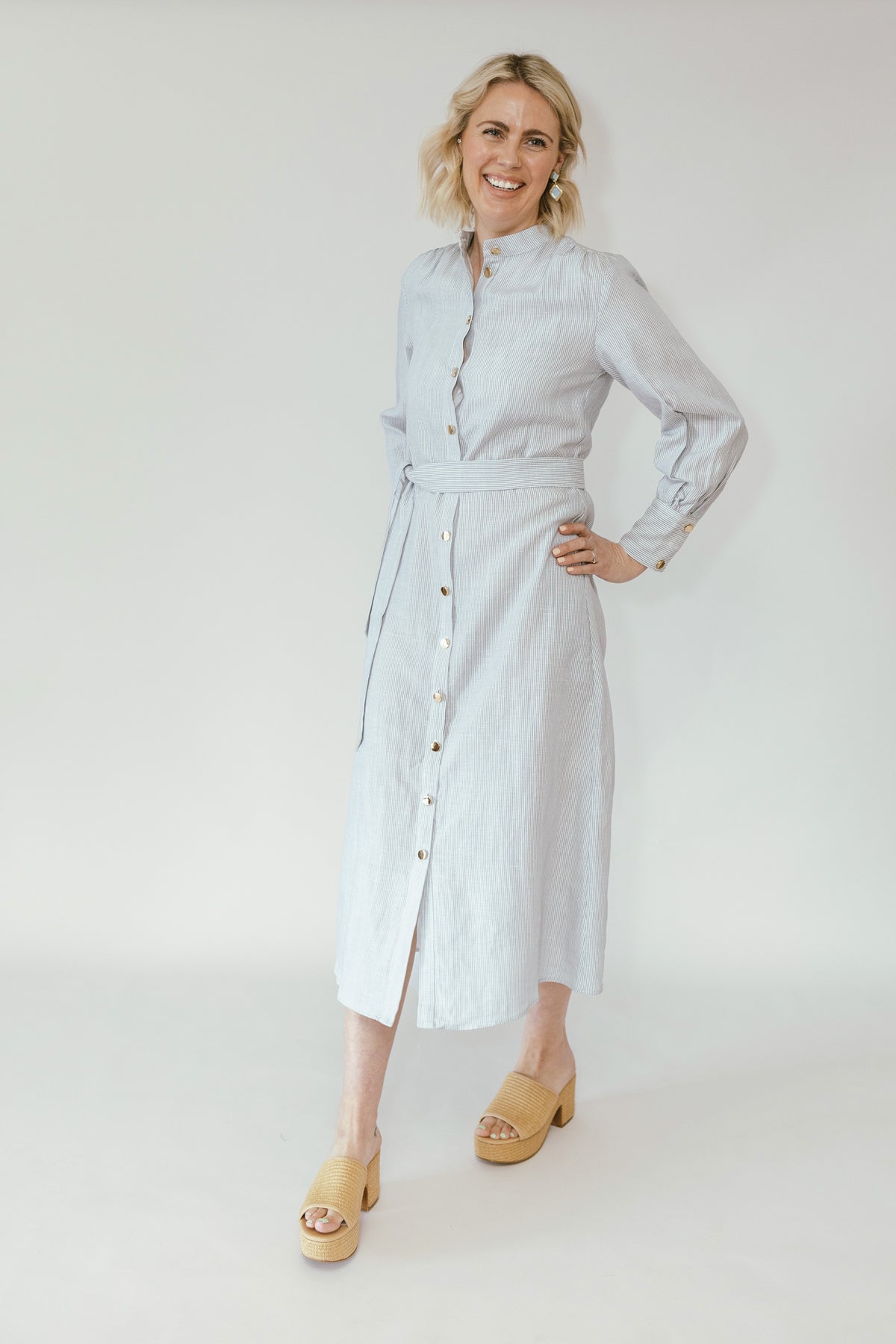 Reign Shirtdress in Dusted Blue & Seasalt Stripe