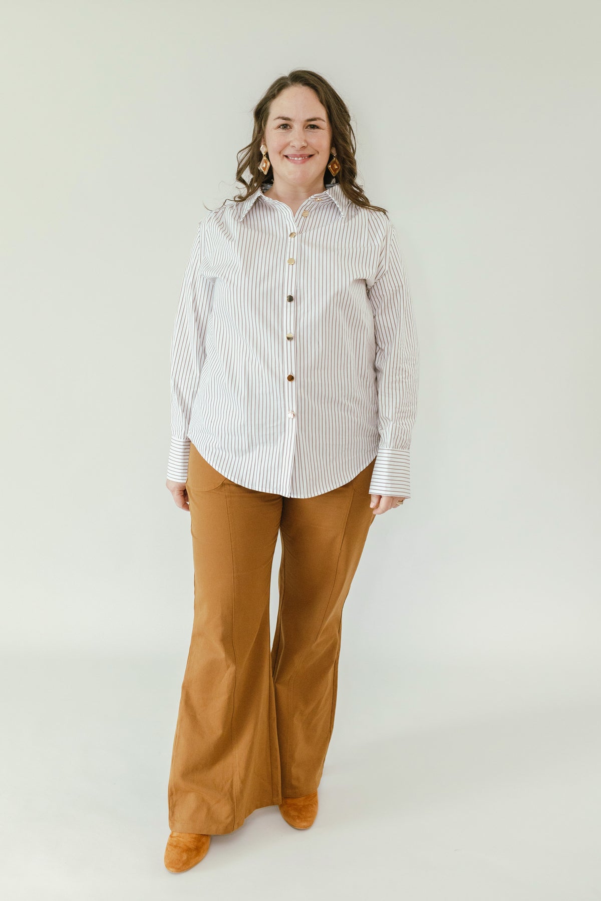 Foundation Shirt in Saddle & White Stripe