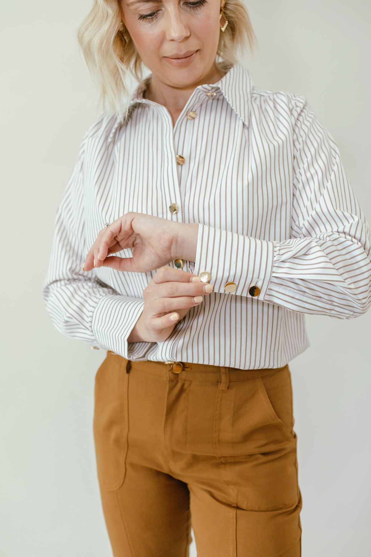 Foundation Shirt in Saddle & White Stripe