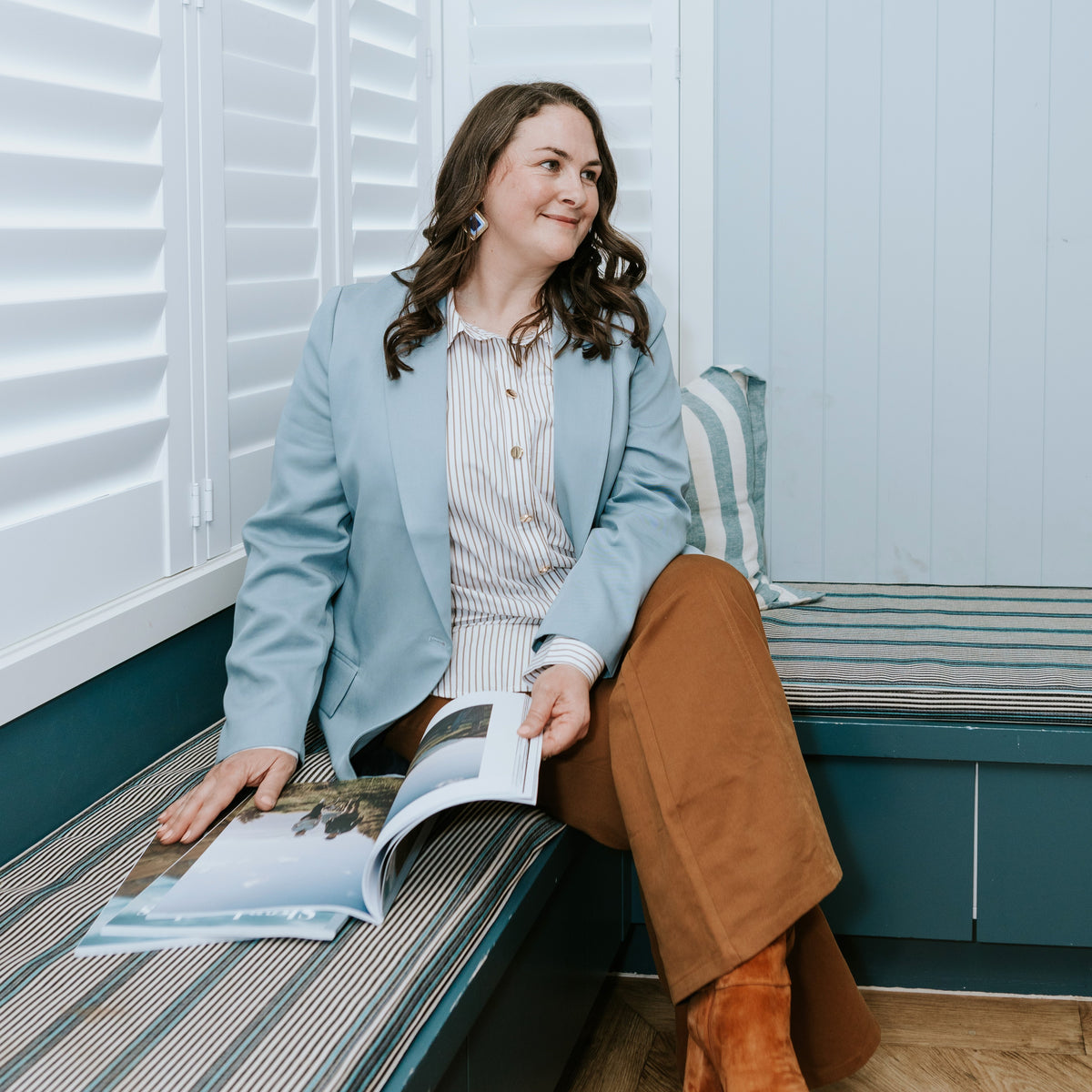 Foundation Shirt in Saddle & White Stripe