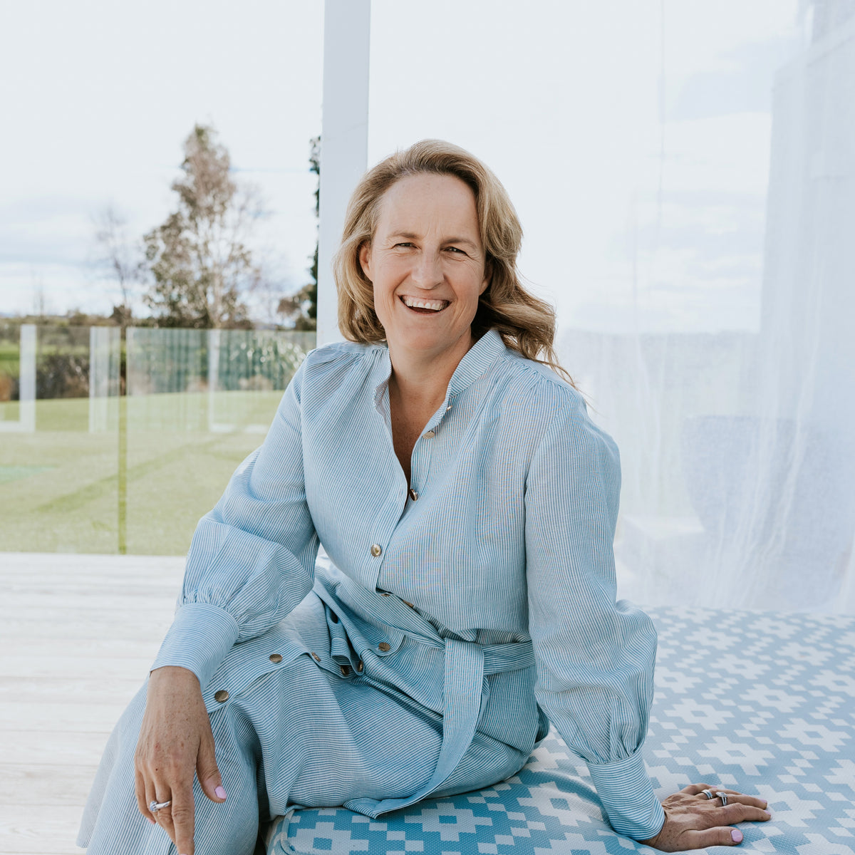 Reign Shirtdress in Dusted Blue & Seasalt Stripe